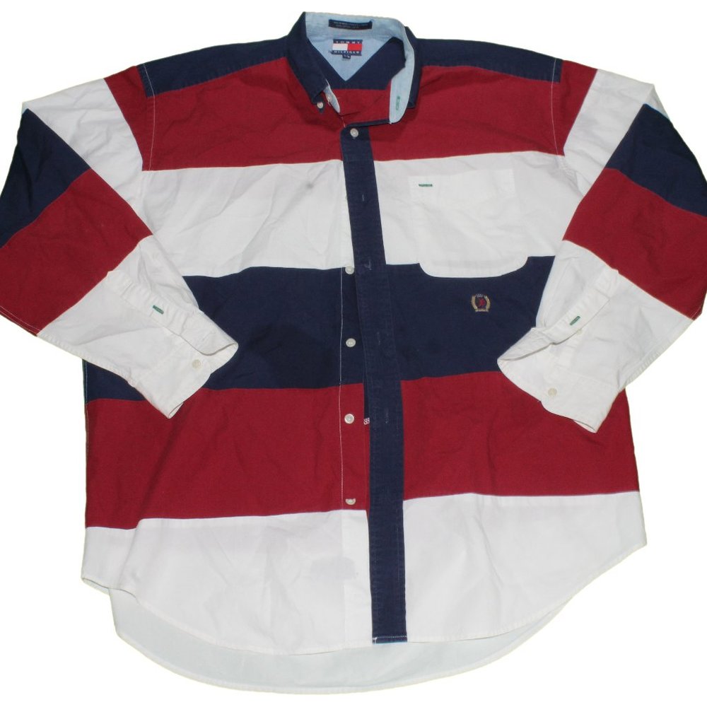 Tommy Hilfiger Red White Blue Striped Button Down